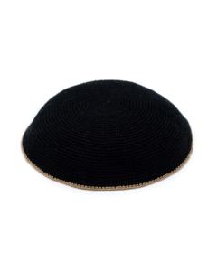 iKippah Black Knit w/ Tan Rim Yarmulke