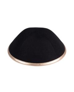 Black Linen w/ Rose Gold Leather Rim - iKippah