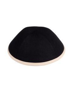 Black Linen w/ Tan Leather Rim - iKippah