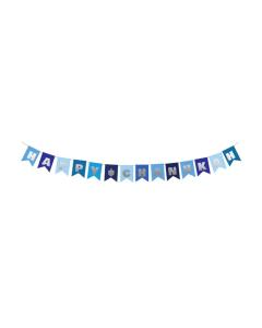 Happy Chanukah Bunting - Silver & Shades of Blue