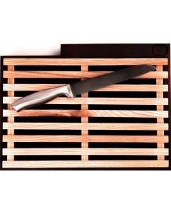 Hardwood Two-Tone Challah Board with Crumb Catcher & Knife