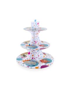 Chanukah Cake Stand - White with Festive Symbols