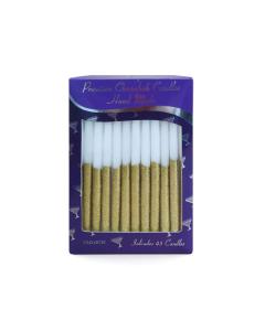 Glittered Chanukah Candles - Gold & White