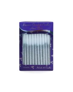 Glittered Chanukah Candles - Silver & White