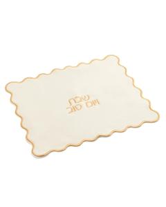 Leatherette Challah Cover White w/ Gold Border