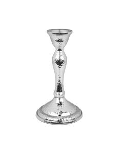 Nickel Candlestick with Hammered Design- 6.5"H