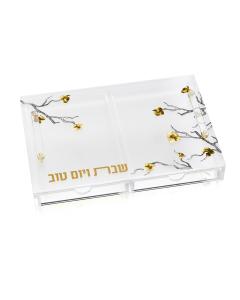 Golden Branch Challah Board with Tray