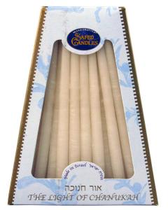Safed Deluxe Chanukah Candles - White on White