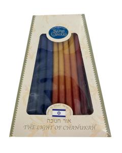 Safed Deluxe Chanukah Candles - Blue / Red / Orange