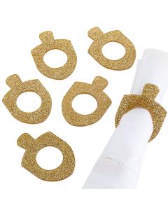 Lucite Dreidel Napkin Rings - Gold Glitter