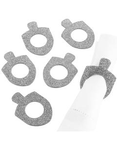 Lucite Dreidel Napkin Rings - Silver Glitter