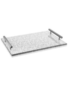 Wave Lucite Challah Board Silver/White