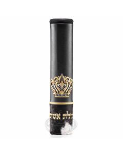Black Megillah Holder, with Black & White Fur and Gold Embroidery