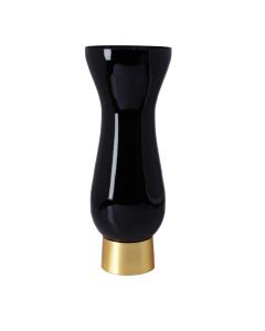 Black Glass Vase with Gold Base