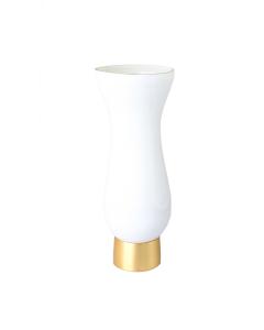 White Glass Vase with Gold Base