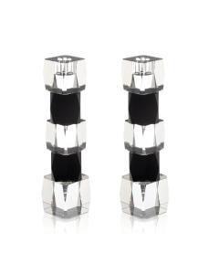 Crystal Cube Candlesticks - Black