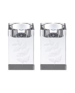 Engraved Crystal Tea Light Holders Clear