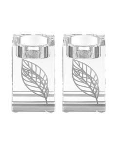 Painted Crystal Tea Light Holders (Silver)