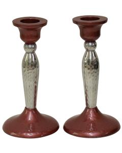 Candlestick Hammered Nickel Plated - Silver/Pink