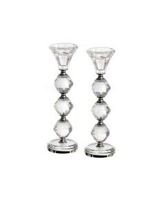 Crystal Candlestick w/ Silver Ring