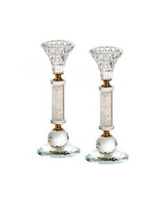 Crystal Candlesticks-Silver Chips-Gold Design