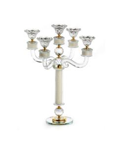 Crystal Candlelabra 5 Branch-17"H