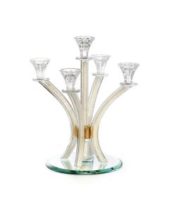 Crystal Candlelabra 5 Branch-14"H