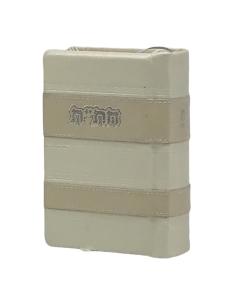 Leather Chitas (Israeli) - Striped Design - White/Ivory - 4"x6"