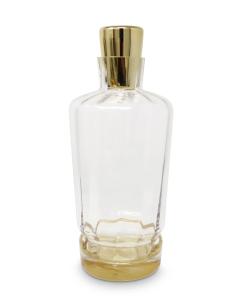Glass Optic Whiskey Decanter with Gold Cover and Base