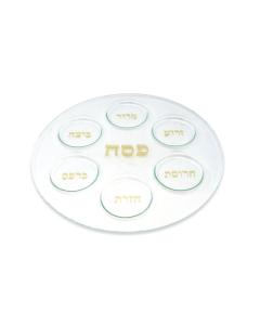Basic Glass Seder Tray with Gold Print
