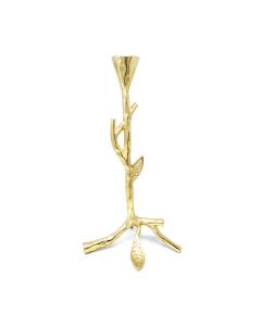 Gold Taper Candle Holder with Branch Design - 15"