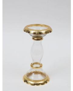 Glass Candle Holder with Gold Border - 13'