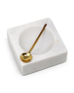 Marble Salt Dish with Gold Spoon