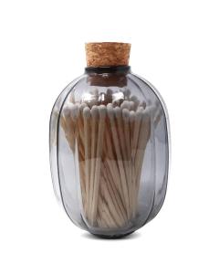 Smoked Bottle Match Holder with White Tip Matches