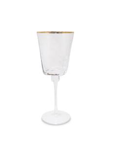 Set of 6 Square Shaped Hammered Water Glasses with Gold Rim