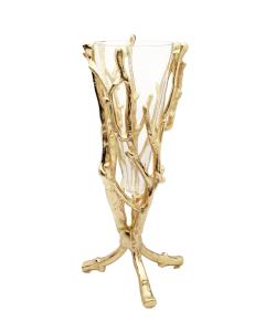 Gold Floral Vase with Removable Glass Insert - 13"