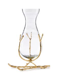 Glass Vase with Gold Twig Base