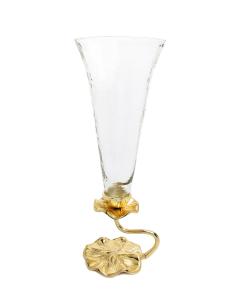 Glass Vase with Gold Lotus Flower Design