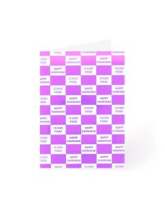 Chanukah Pack of 5 Cards - Purple Checkerboard