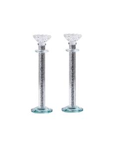 Crystal Candlesticks with Crushed Stones