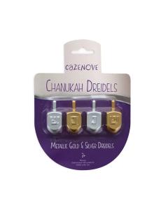 Pack of 4 Silver & Gold Dreidels
