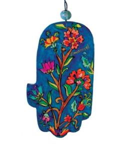 Large Wood Painted Hamsa -Flowers