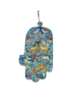 Large Wood Painted Hamsa -Oriental