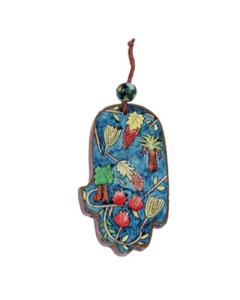 Small Wood Painted Hamsa - Jewish Motif