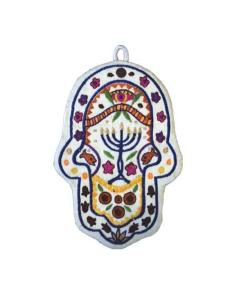 Small Embroidered Hamsa - Menorah