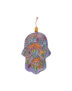 Small Glass Hamsa - gazelle and birds