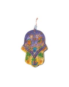 Small Glass Hamsa - Flowers and Birds