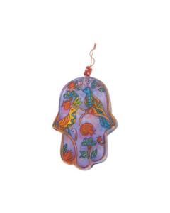 Small Glass Hamsa - Pomegranates and Birds