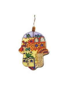 Small Glass Hamsa - Jerusalem Windmill