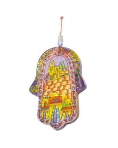 Large Glass Hamsa - Jerusalem